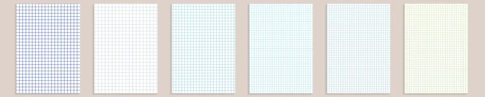 Grid paper set. Abstract squared background with color graph. Geometric pattern Stock Illustration
