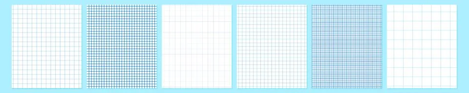 Grid paper set. Abstract squared background with color graph. Geometric pattern Stock Illustration