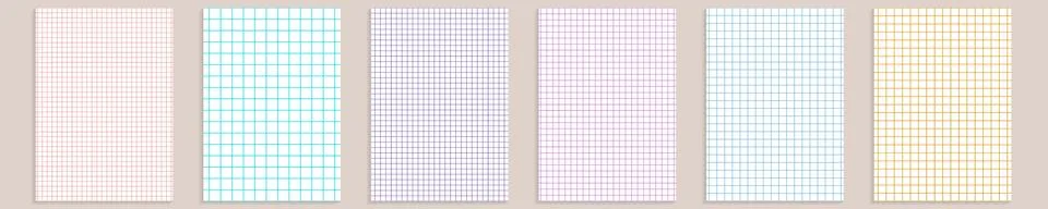 Grid paper set. Abstract squared background with color graph. Geometric pattern Stock Illustration