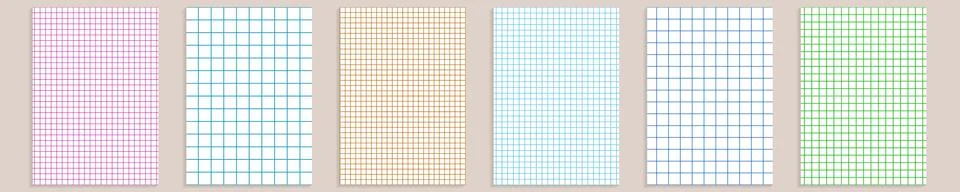 Grid paper set. Abstract squared background with color graph. Geometric pattern Stock Illustration