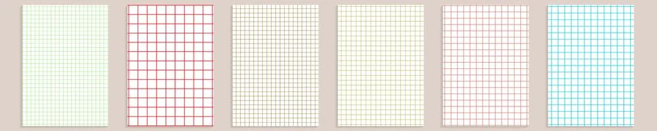 Grid paper set. Abstract squared background with color graph. Geometric pattern Stock Illustration