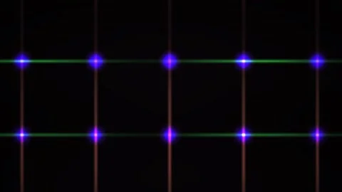 Grid pattern with blue dots on black background. Stock Footage 335531205