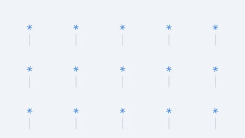 A grid pattern of blue snowflake icons with vertical lines on white Vidéo 336263401