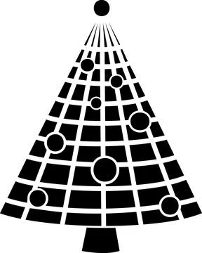 Grid pattern Christmas tree icon with ornaments Stock Illustration