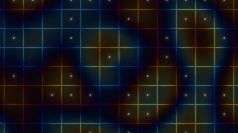 Grid pattern with colorful lights and blurred background Stock Footage 338041940