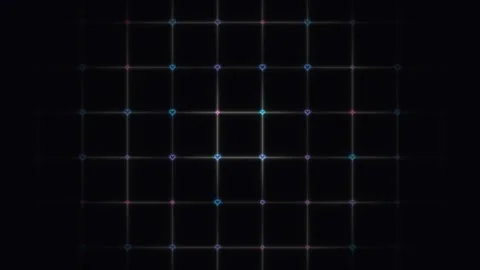 Grid pattern in dark space with bright points of light Stock Footage 338326766