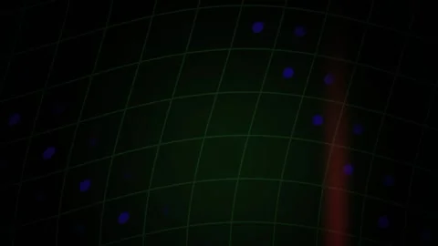 Grid Pattern Digital Background with Blue Dots and Red Light Beam Motion Stock Footage 343726314