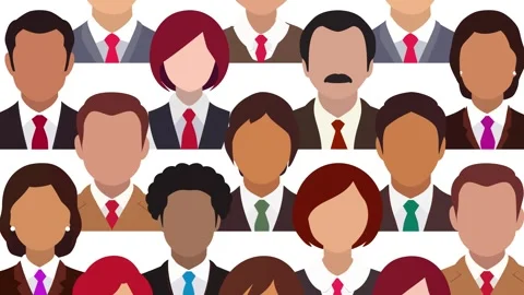 Grid Pattern of Diverse Professionals in Business Attire Stock Footage 310775319