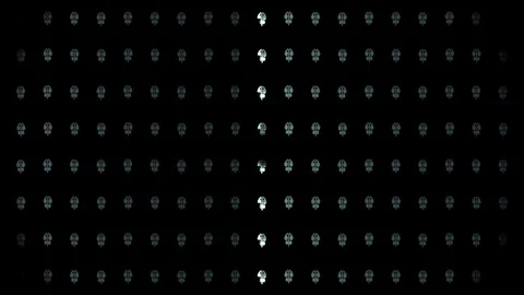 Grid pattern of ghostly footprints against a dark Stock Footage 339360159