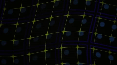 Grid Pattern with Glowing Green Lines and Blue Dots in Abstract Motion Stock Footage 343726838
