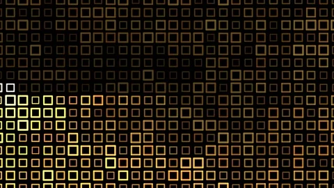 Grid pattern with golden squares on a black background Stock Footage 339503203