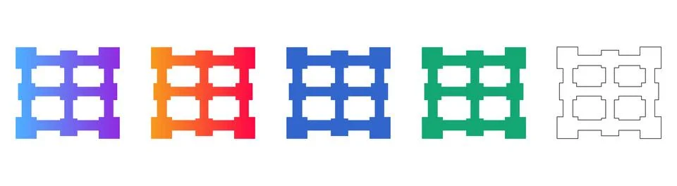 Grid Pattern Icons in Multiple Styles Stock Illustration