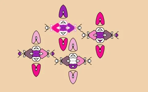 Grid pattern with pink purple wing shapes Stock Illustration