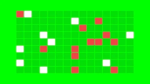 A grid pattern with randomly distributed red and white squares on green Stock Footage 341839299