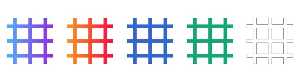 Grid Pattern Vector Icon Set Stock Illustration