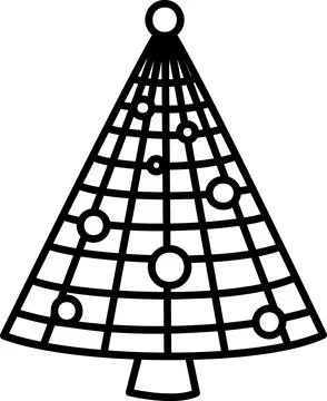 Grid patterned Christmas tree with baubles icon Иллюстрация