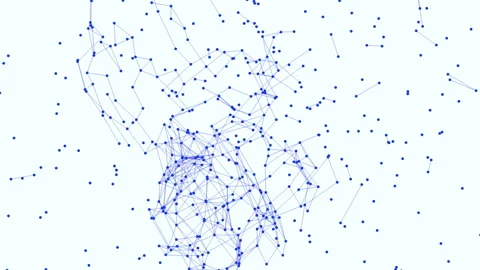 Grid-patterned network of interconnected nodes represented by blue dots and Stock Footage 275575476