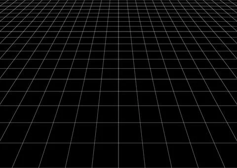 Grid Perspective Floor Geometry Minimal Futuristic Black White Background Stock Illustration
