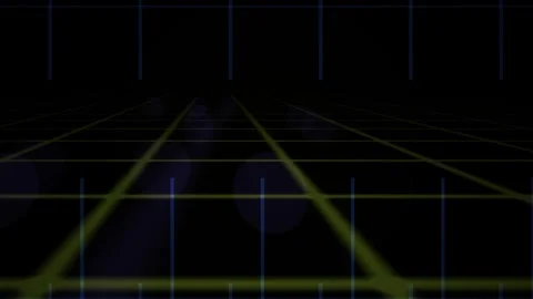 Grid Perspective with Glowing Blue Lines and Green Digital Motion Background Stock Footage 343726746