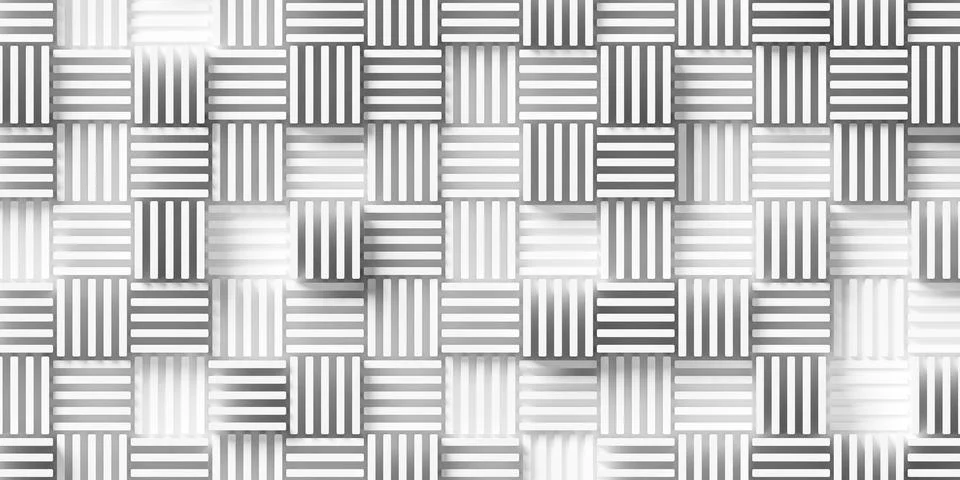 Grid of randomly offset white cube boxes or blocks made from lines backgrou.. Stock Illustration