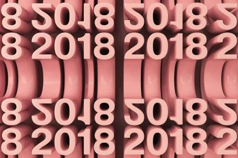 Grid of red New 2018 Year figures Illustrazione stock