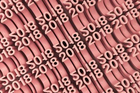 Grid of red New 2018 Year figures Stock Illustration