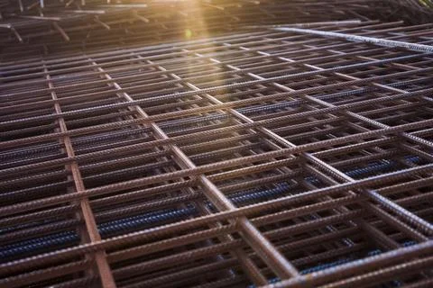 Grid of reinforcement for concrete structures. Building materials for the Stock Photos