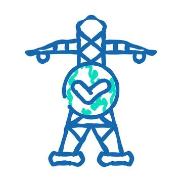 Grid reliability electric icon doodle illustration Stock Illustration