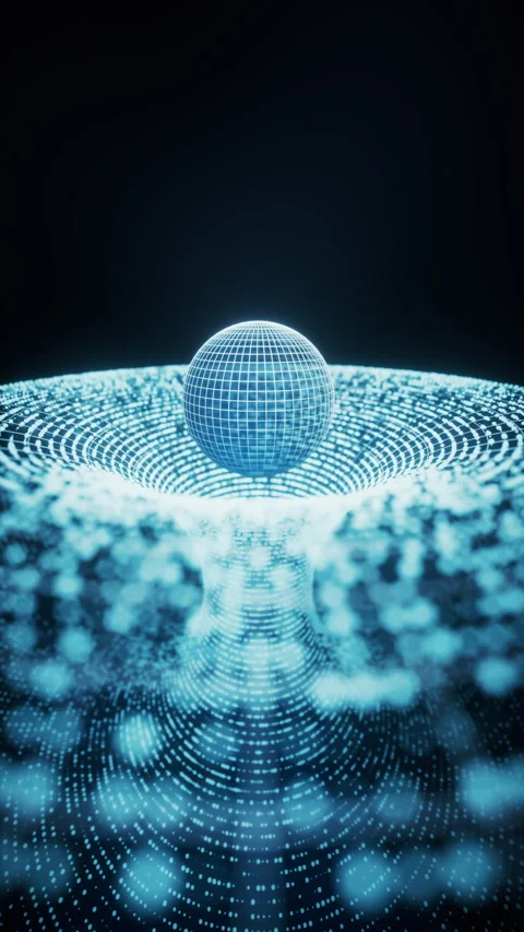 Grid round hole and digital sphere background, 3d rendering. Stock Footage 346691607