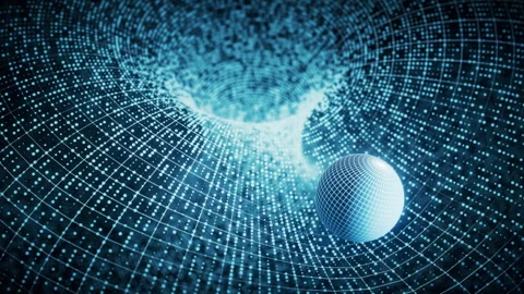 Grid round hole and digital sphere background, 3d rendering. Stock Footage 346734785