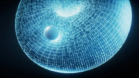 Grid round hole and digital sphere background, 3d rendering. Stock Footage 346743068