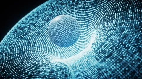 Grid round hole and digital sphere background, 3d rendering. Stock Footage 346758072