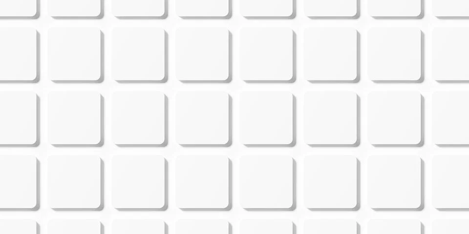 Grid of rounded offset white cube boxes or block background wallpaper banner Illustrazione stock