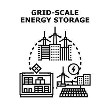 Grid scale energy storage system providing renewable power Ilustración de archivo