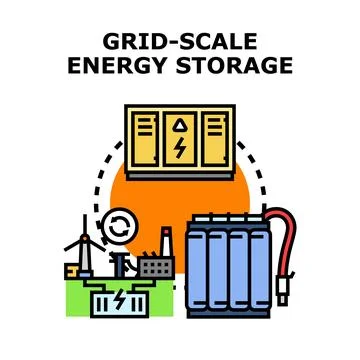 Grid scale energy storage system concept illustration Stockillustratie