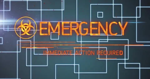 Grid scanning biohazard fading glitching EMERGENCY morphing subtitle into 動画素材 309678109
