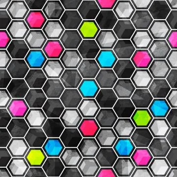 Grid seamless pattern with grunge effect Stock Illustration