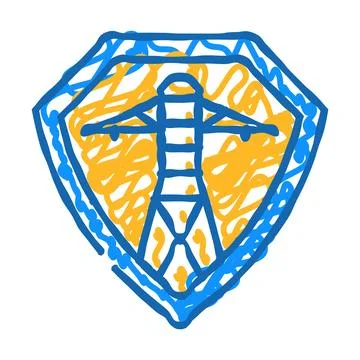 Grid security electric icon doodle illustration Stock Illustration