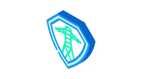 Grid security electric isometric icon animation Stock Footage 327289002