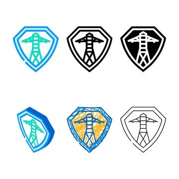 Grid security styleset electric color icon vector Stock Illustration