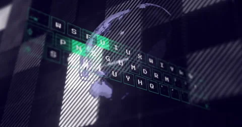 Grid shifting causing frames appearing, bar sliding, fragments forming globe Stock Footage 314660047