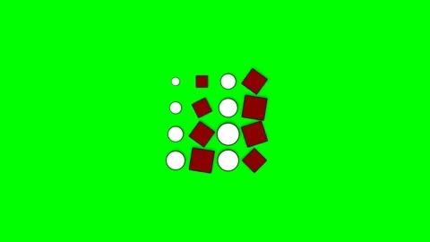 A grid of shrinking red squares and white circles on a bright green backgroun Stock Footage 340265895