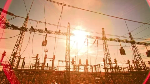 Grid in the Sky High Voltage Lines Overhead Stock Footage 260655773