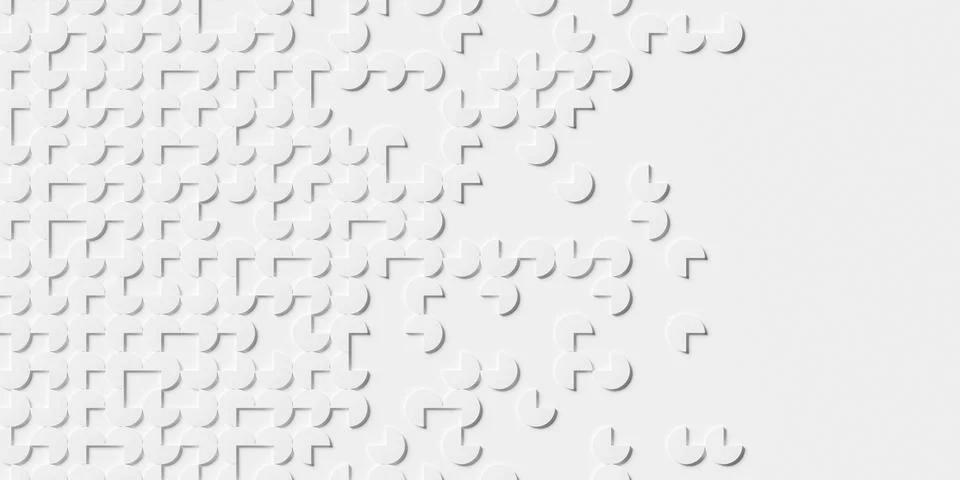Grid of small white three-quarter cut cylinders or circles geometry backgro.. Stock Illustration