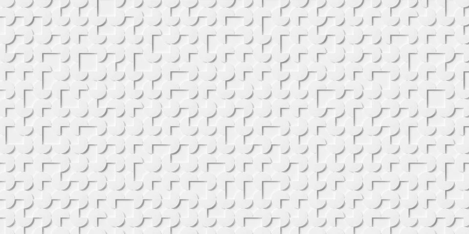 Grid of small white three-quarter cut cylinders or circles geometry backgro.. Stock Illustration