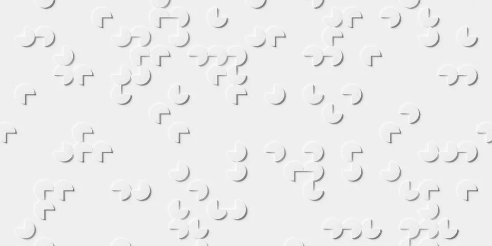 Grid of small white three-quarter cut cylinders or circles geometry backgro.. Stock Illustration