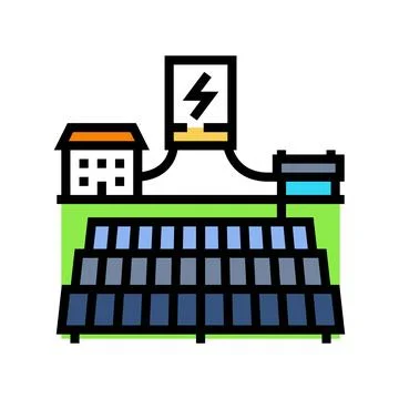 Off grid solar panel color icon vector illustration Stock Illustration