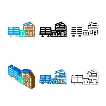 Off grid solar panel color icon vector simplified Ilustración de archivo