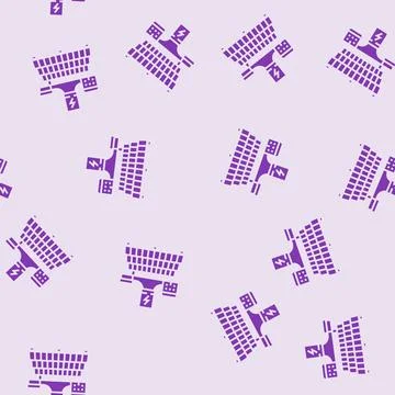 Off grid solar panel glyph seamless pattern Stock Illustration