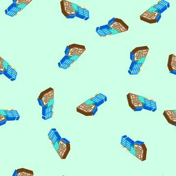 Off grid solar panel isometric icon seamless pattern Stock Illustration